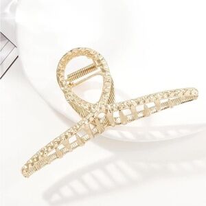 Gold Textured Metal Women’s Hair Clip Claw